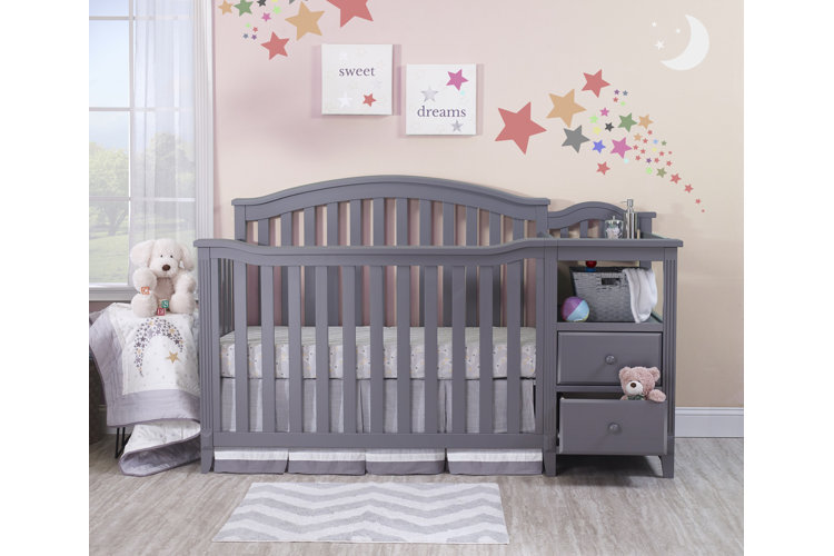 Grey crib clearance changing table combo